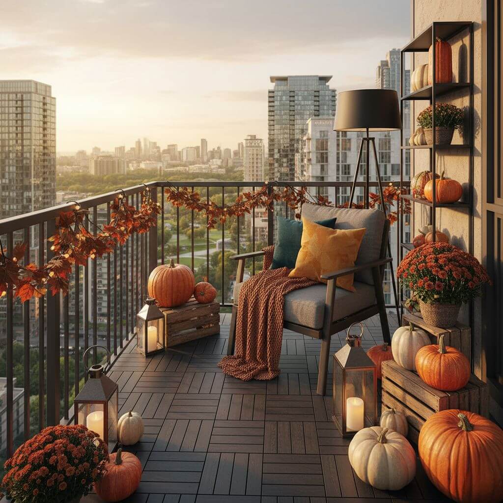 Pomysł na balkon w bloku - dekoracje sezonowe 