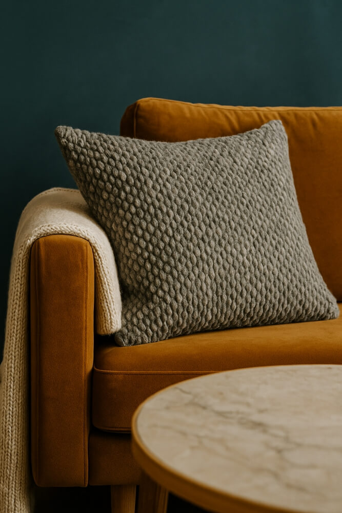 salon z dodatkami o ciekawych fakturach