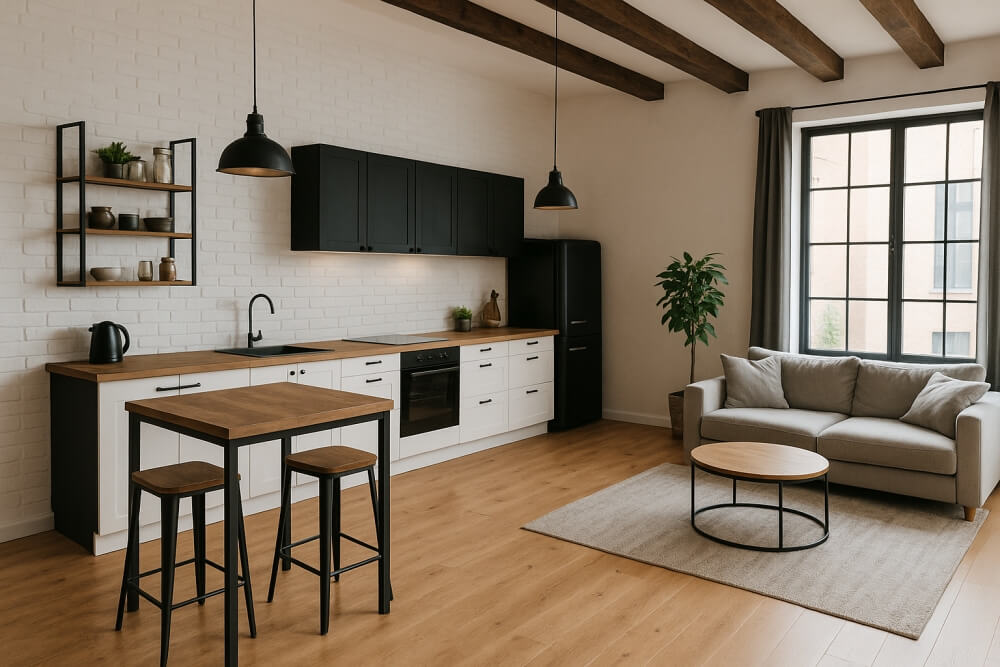 kuchnia loftowa w bloku