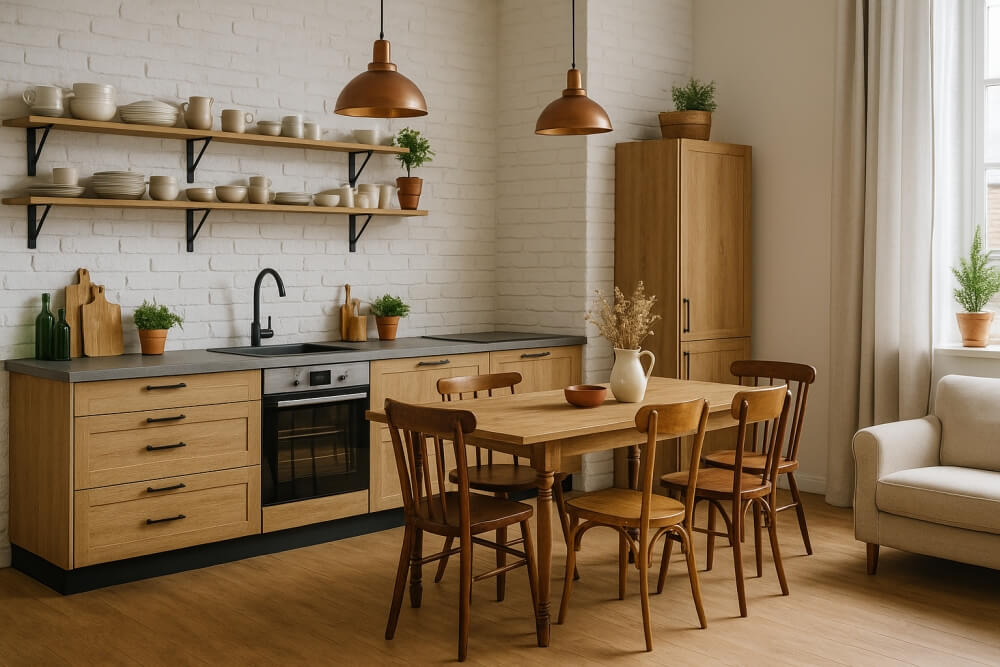 vintage jako dodatek do kuchni loft