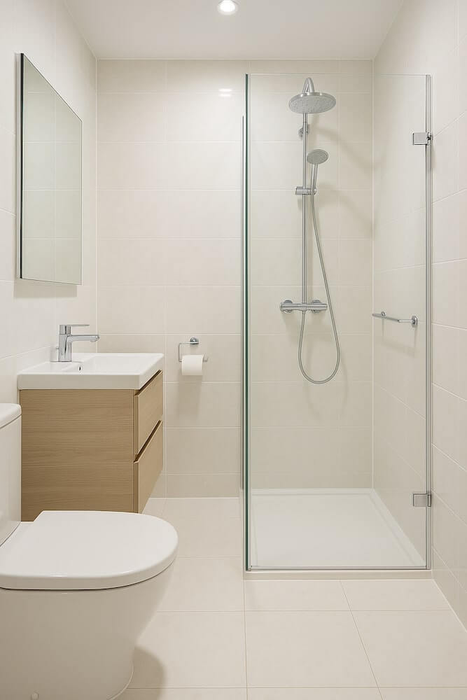 Jasna, przestronna łazienka w bloku 