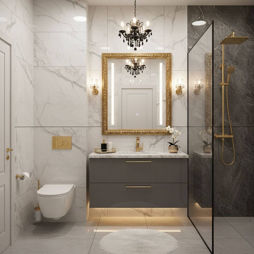 Mała łazienka w stylu glamour 