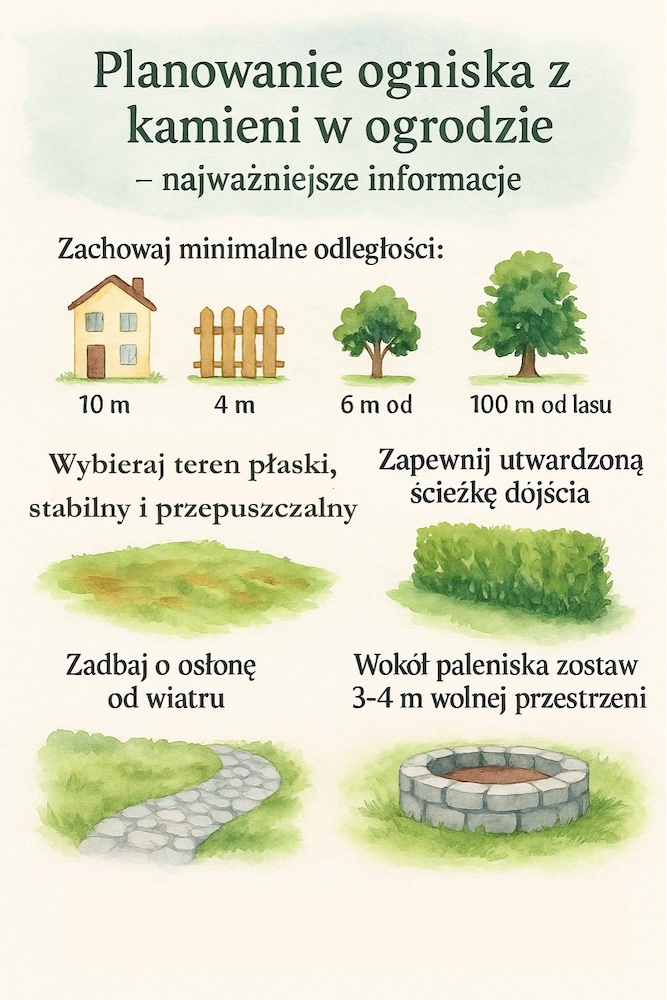 ognisko w ogrodzie z kamieni - planowanie 