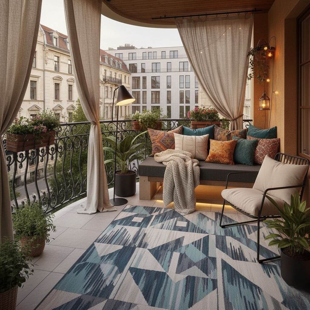 Tekstylia dbające o przytulność na balkonie 