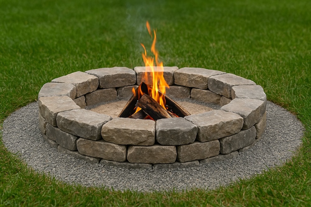 pierwsze palenisko w ognisku z kamieni 