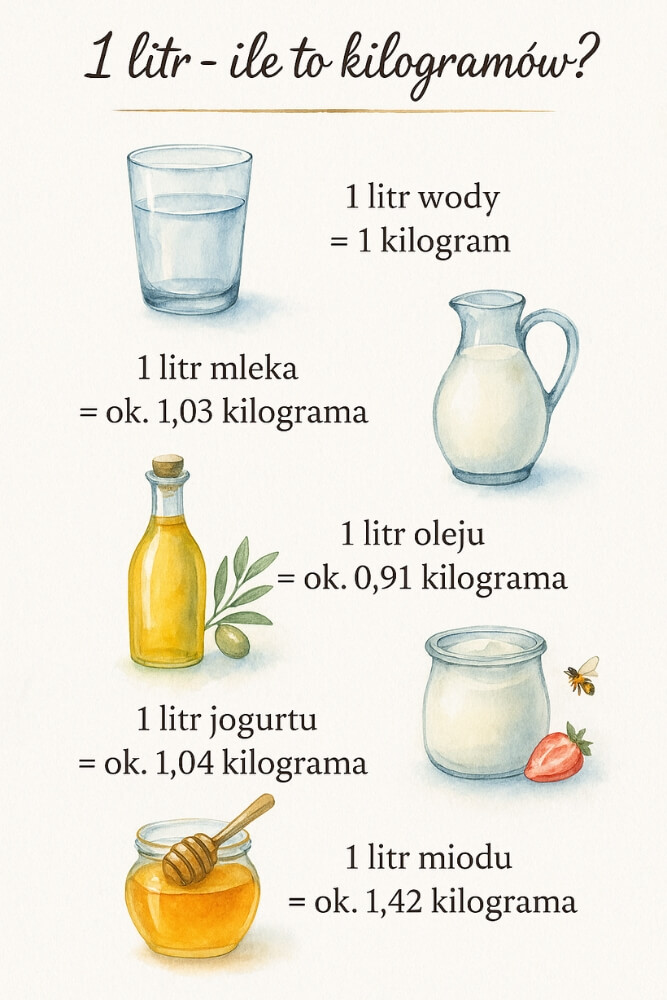 1 litr - ile to kilogramów płynnych produktów 