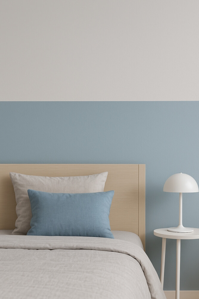 dwukolorowa ściana w sypialni 