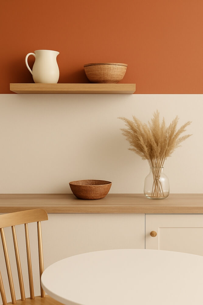 dwukolorowa ściana w kuchni 