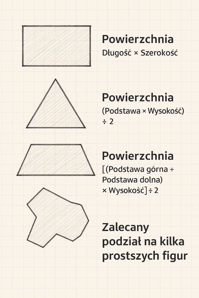 powierzchnie figur geometrycznych ze wzorami 