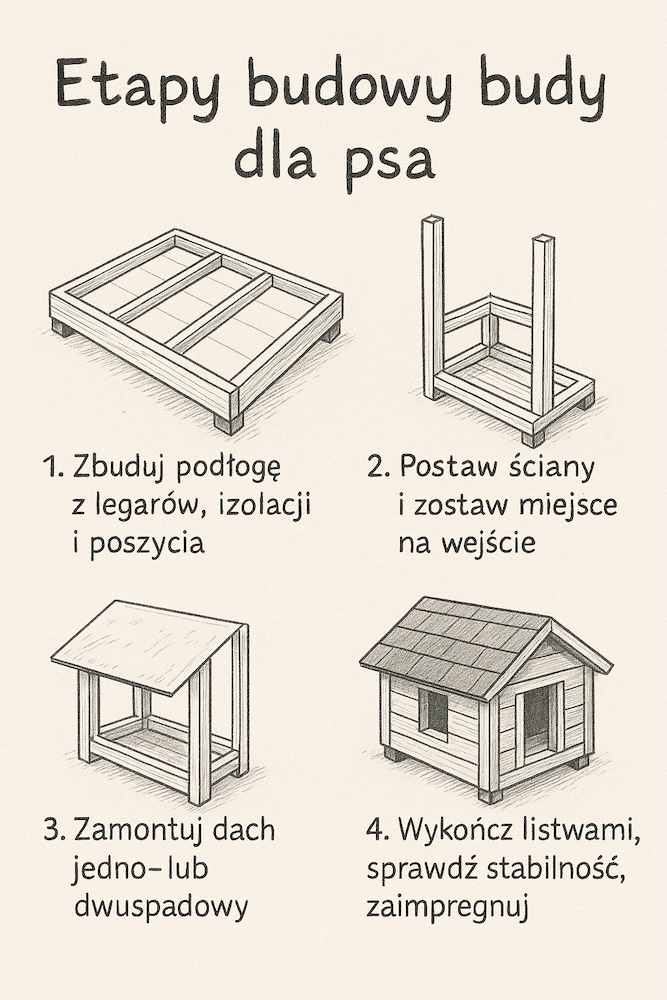 etapy budowy budy dla psa 