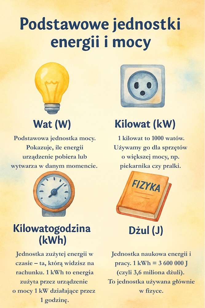 kalkulator zużycia prądu - jednostki energii i mocy 