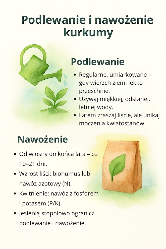 kwiat kurkuma - zasady podlewania i nawożenia 