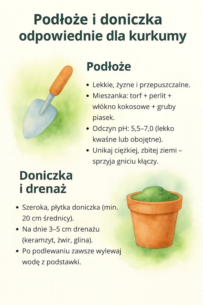 kwiat kurkuma - wybór podłoża i doniczki 
