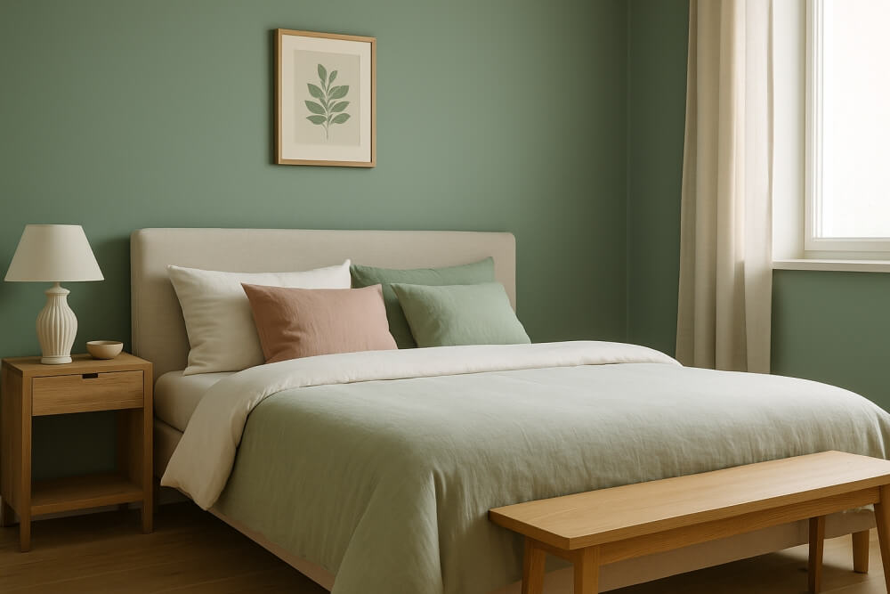 modne kolory ścian galeria zdjęć jasnych sypialni 