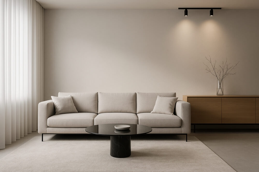 piękny salon w minimalistycznym stylu 