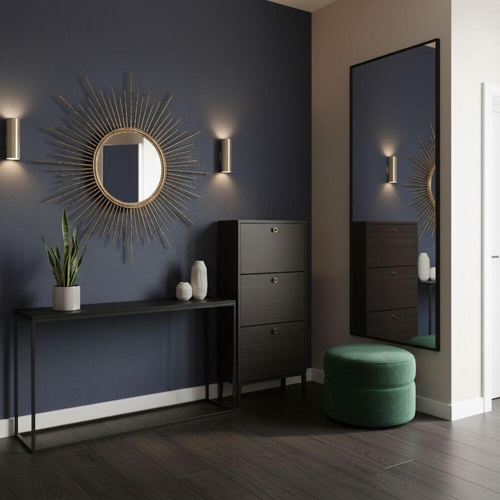 Duże lustra w przedpokoju