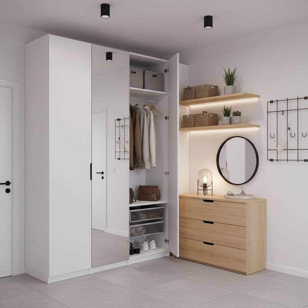 Pełna zabudowa meblowa w przedpokoju 