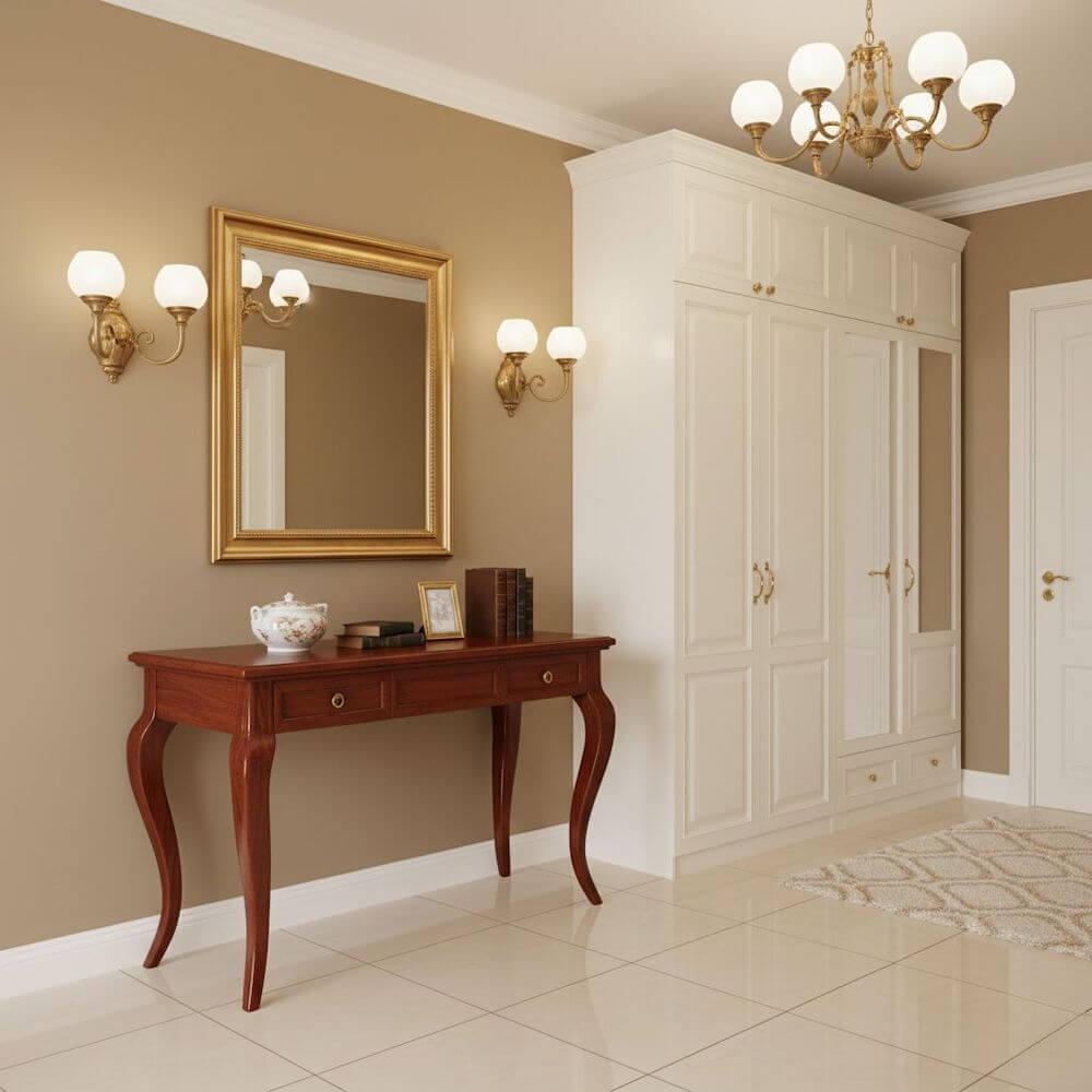 Przedpokój z klasycznymi meblami z duszą 