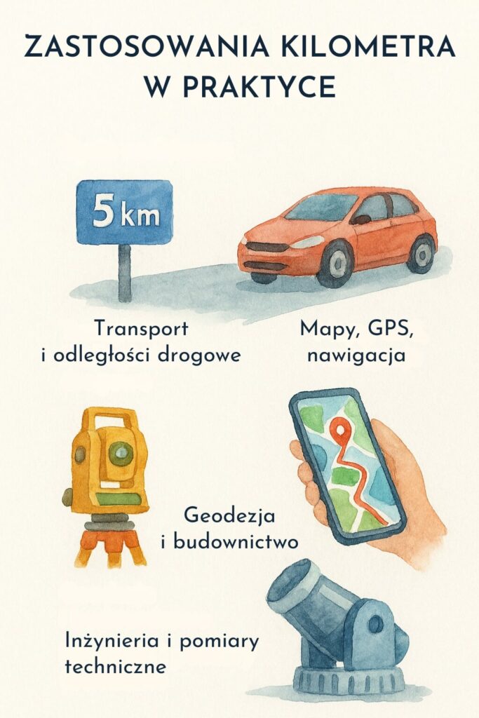 ile metrów ma kilometr i gdzie się go stosuje - infografika