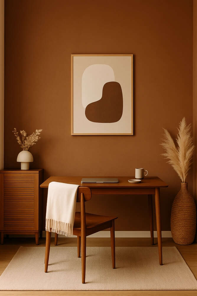 domowy gabinet w kolorach gliny 