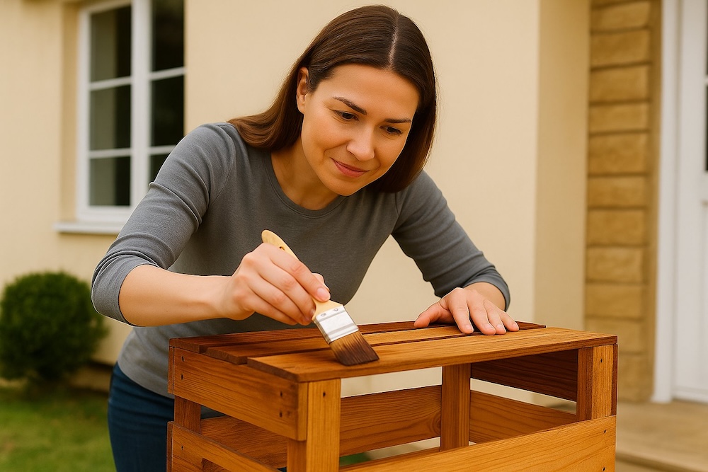 stolik ze skrzynki - malowanie desek 