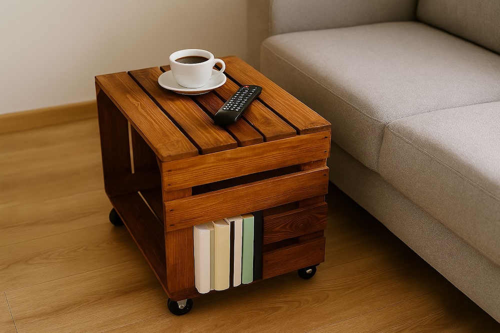 stolik ze skrzynki do salonu na kawę 