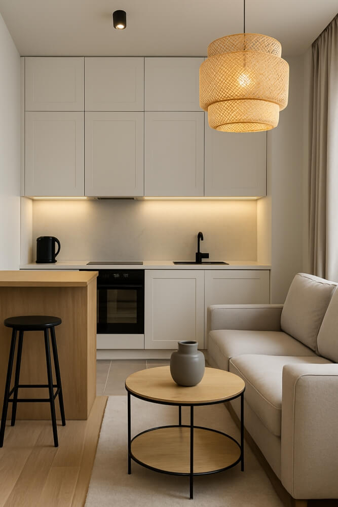 strefy w kuchni z salonem 