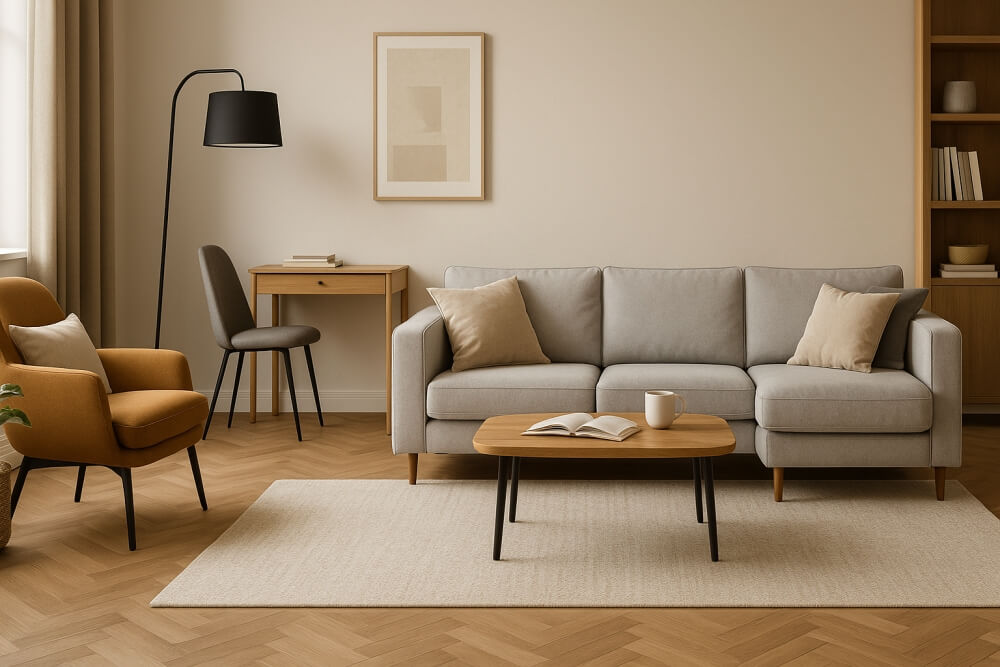 salon podzielony na strefy 