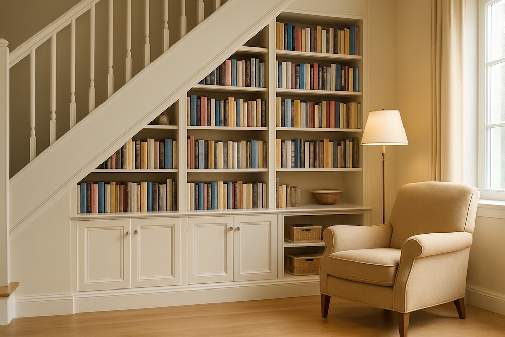 szafki pod schody na kolekcję książek 