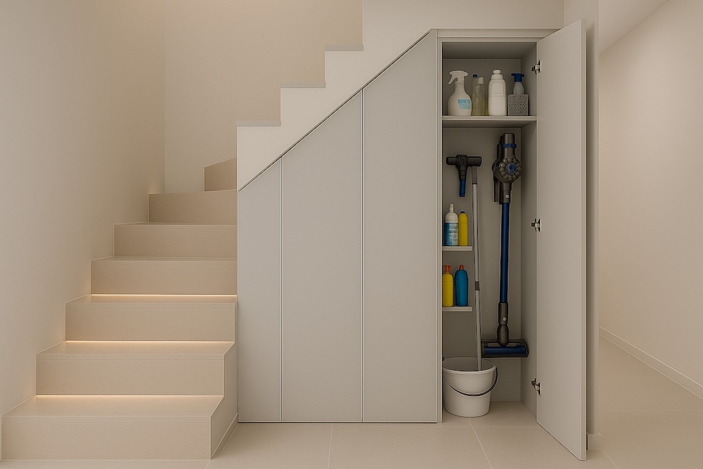 szafki pod schody - schowek na urządzenia i chemię domową 