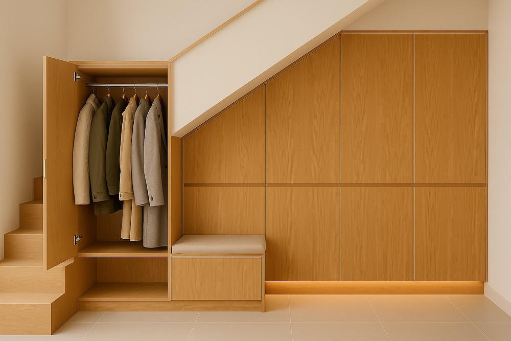 szafki pod schody z garderobą 