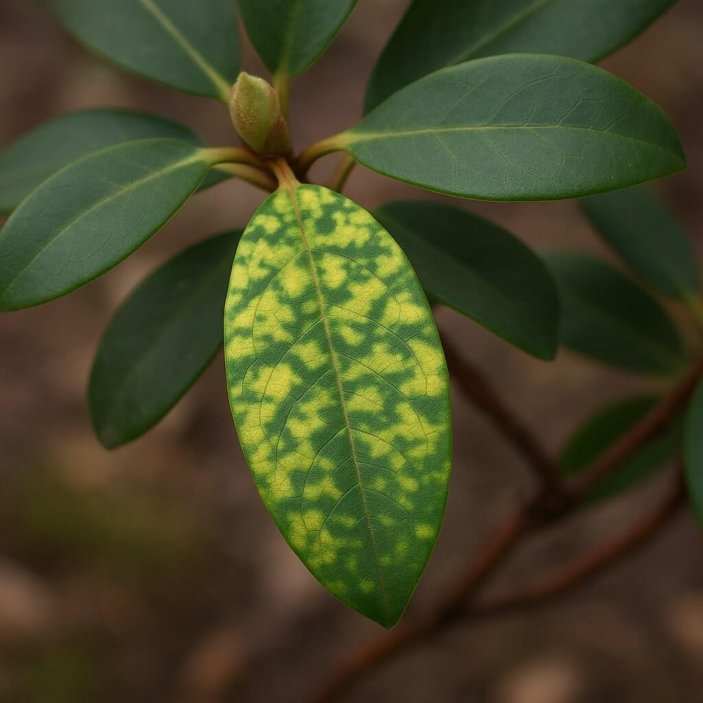 Wirus mozaiki rododendrona - objawy 