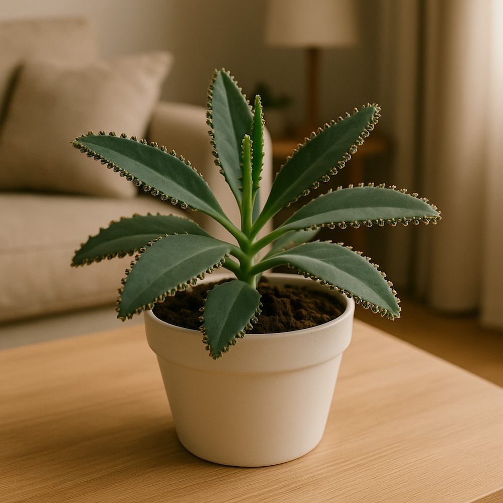 żyworódka daigremonta - roślina w donicy na stoliku 