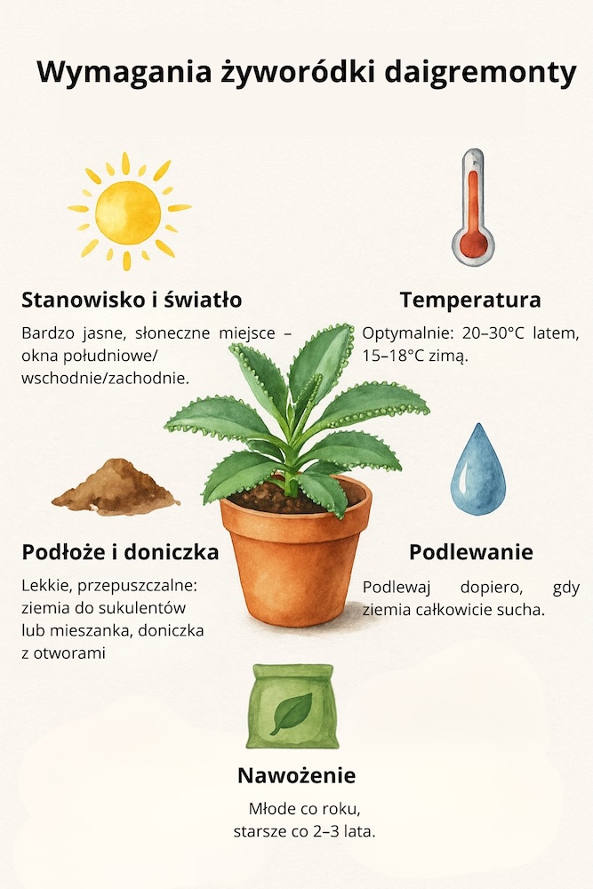 żyworódka daigremonta - potrzeby i wymagania 