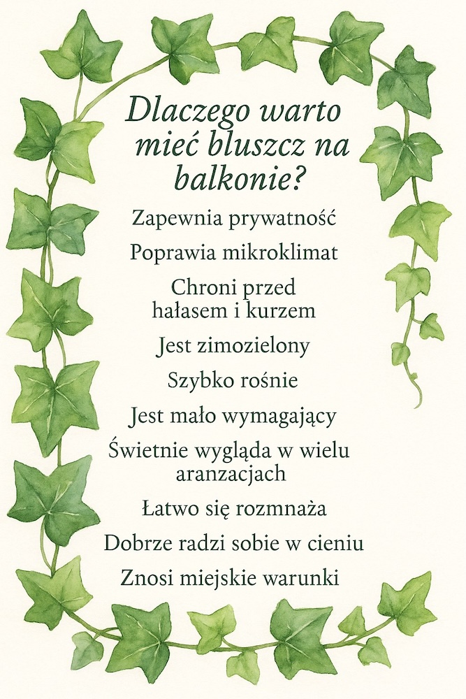 bluszcz na balkonie - zalety 