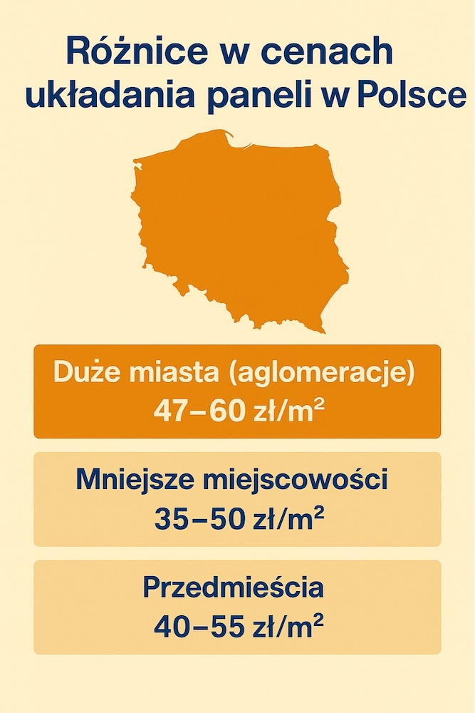 różnice cen układania paneli w Polsce 