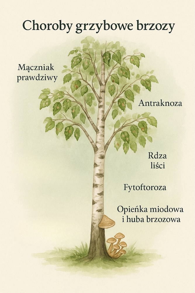 choroby grzybowe brzóz 