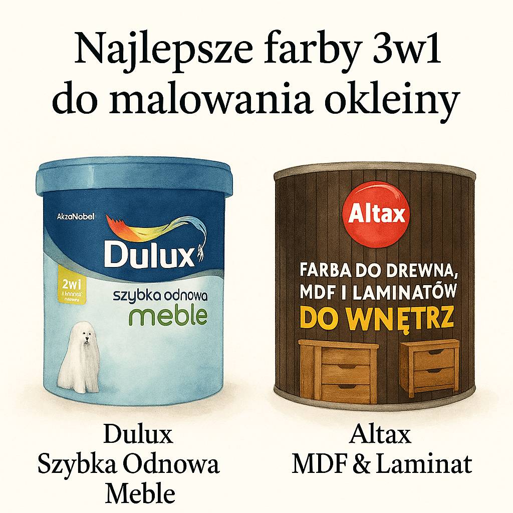 najlepsze farby do pomalowania mebli z okleiny - 3w1