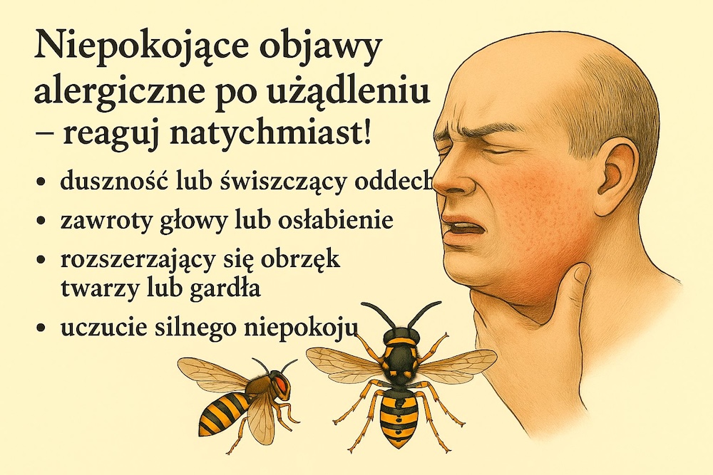 czym objawia się alergia na użądlenie 