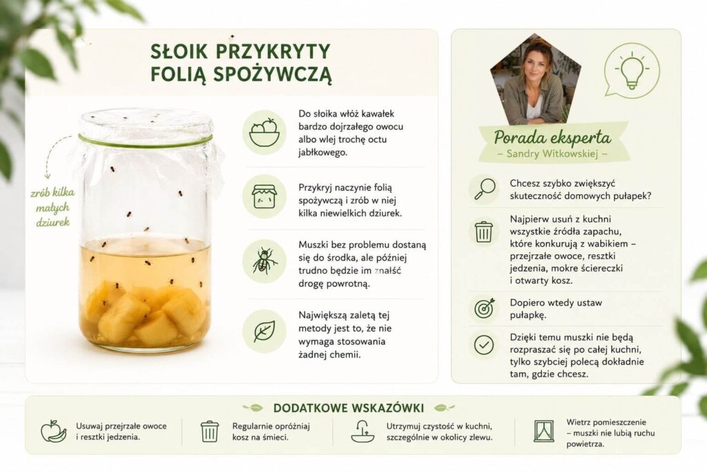 Słoik z sokiem na muszki owocówki