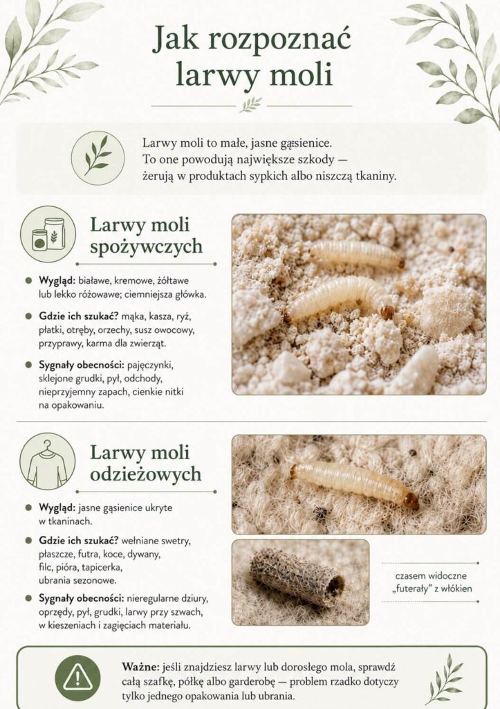 Jak wyglądają mole? Larwy moli i ich rozpoznanie Jak rozpoznać larwy moli?