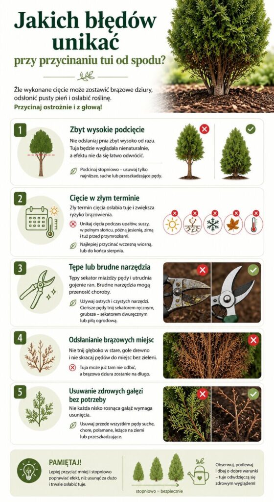 Przycinanie tui od dołu - najczęstsze błędy