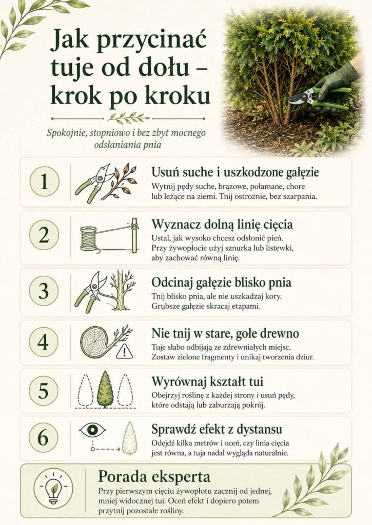Jak prawidłowo podcinać tuje od dołu?