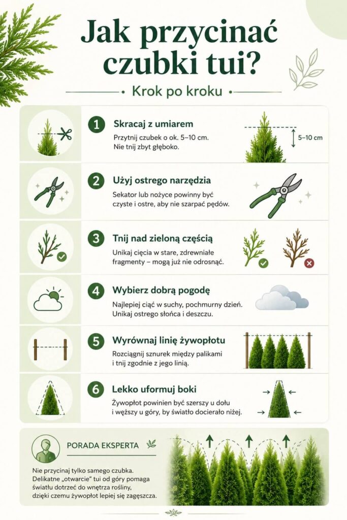 Tuje - przycinanie czubków. Jak zrobić to prawidłowo?