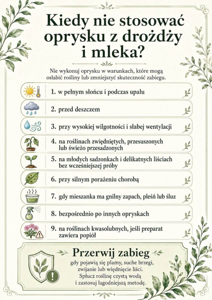 Jak zrobić oprysk z drożdży i mleka, a kiedy go nie stosować? Kiedy nie stosować oprysku z drożdży i mleka?