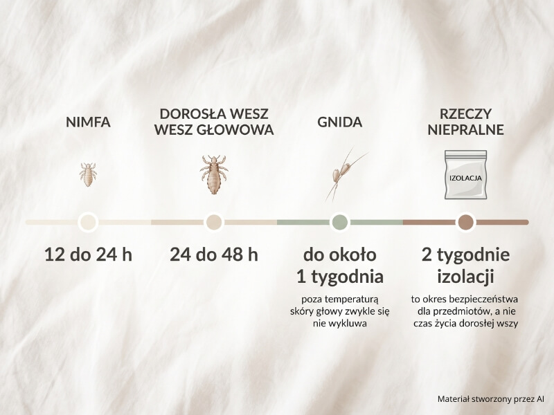 czas przeżycia nimfy dorosłej wszy i gnidy poza głową ile żyją wszy na pościeli na poszczególnych etapach rozwoju