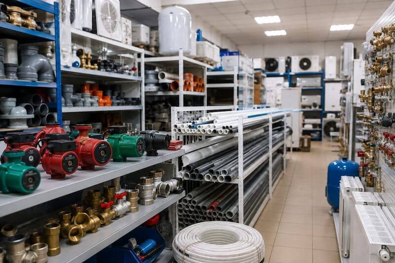 Pompy, rury oraz armatura do instalacji grzewczych i wodnych